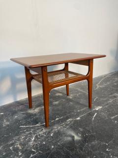 Danish Side Table in Teak with Cane Shelf by Thor - 3650198