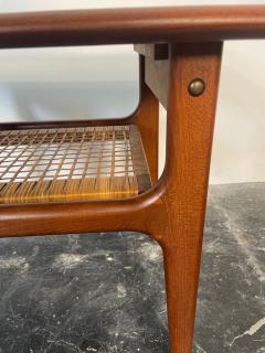 Danish Side Table in Teak with Cane Shelf by Thor - 3650215