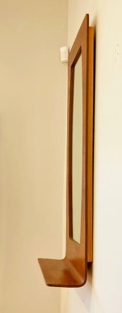 Danish Teak Bentply Wall Mirror w Lower Shelf - 2213147