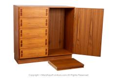 Danish Teak Mid Century Tall Dresser Gentleman s Chest Wardrobe - 3973706