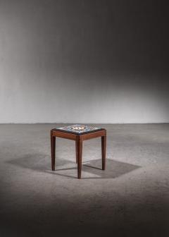 Danish Teak Stool with Embroidered Seating 1940s - 2969179