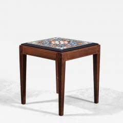 Danish Teak Stool with Embroidered Seating 1940s - 2970741