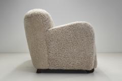 Danish Three Seater Sofa in Sheepskin with Stained Beech Legs Denmark ca 1940s - 3805889