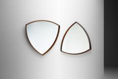 Danish Triangular Wood Mirrors by Th Poss Copenhagen Denmark 1960s - 2188902