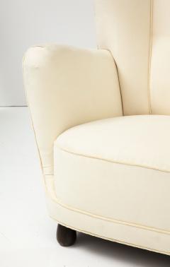 Danish Upholstered Club Chair in Muslin 1940s - 3289486