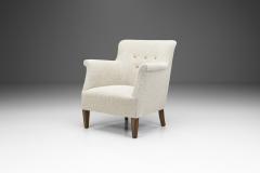 Danish Upholstered Easy Chair with Beech Legs Denmark 1940s - 2529150