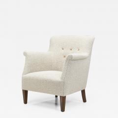 Danish Upholstered Easy Chair with Beech Legs Denmark 1940s - 2537043