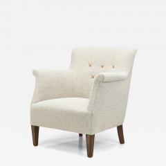 Danish Upholstered Easy Chair with Beech Legs Denmark 1940s - 3855013