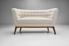 Danish Upholstered Two Seater Sofa with Beech Legs Denmark ca 1950s - 2496928