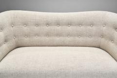 Danish Upholstered Two Seater Sofa with Beech Legs Denmark ca 1950s - 2496929
