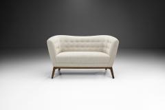 Danish Upholstered Two Seater Sofa with Beech Legs Denmark ca 1950s - 2497383