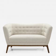 Danish Upholstered Two Seater Sofa with Beech Legs Denmark ca 1950s - 2498887
