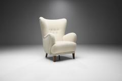 Danish Wingback Chair with Stained Beech Legs Denmark 1940s - 2009362