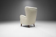 Danish Wingback Chair with Stained Beech Legs Denmark 1940s - 2009363