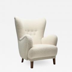 Danish Wingback Chair with Stained Beech Legs Denmark 1940s - 2015729