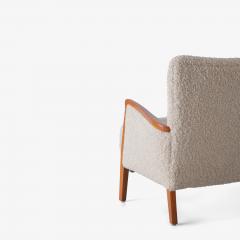 Danish Wood Frame Settee in Ivory Faux Lambswool - 3295743