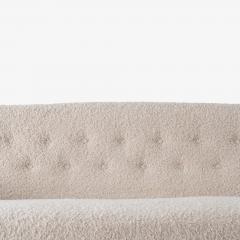 Danish Wood Frame Settee in Ivory Faux Lambswool - 3295749