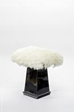 Danish art deco sheepskin fur covered stool - 2333393