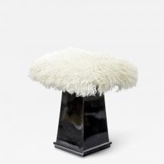 Danish art deco sheepskin fur covered stool - 2336467