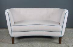 Danish c1940 Curved 2 Seat Settee in Moonlight Alpaca - 2430284