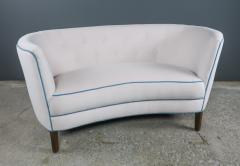 Danish c1940 Curved 2 Seat Settee in Moonlight Alpaca - 2430285