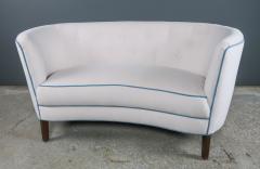 Danish c1940 Curved 2 Seat Settee in Moonlight Alpaca - 2430286