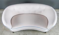 Danish c1940 Curved 2 Seat Settee in Moonlight Alpaca - 2430290