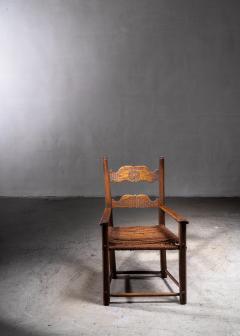 Danish carved oak armchair dated 1808 - 2197289