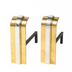 Danny Alessandro Danny Alessandro Andirons Brass Nickel Chrome 1980s - 4819248
