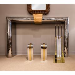 Danny Alessandro Danny Alessandro Fireplace Tool Set in Lucite and Brass 1980s - 3571225