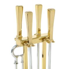 Danny Alessandro Danny Alessandro Fireplace Tool Set in Polished Steel and Brass 1980s - 2097251