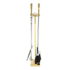 Danny Alessandro Danny Alessandro Fireplace Tool Set in Polished Steel and Brass 1980s - 2097255