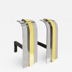 Danny Alessandro Danny Alessandro Pair of Andirons in Polished Steel and Brass 1984 - 3416427