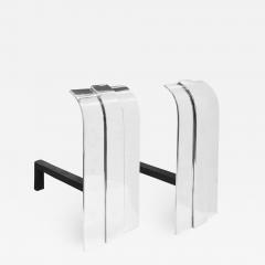 Danny Alessandro Danny Alessandro Pair of Beautiful Andirons in Polished Steel 1980s - 1841986