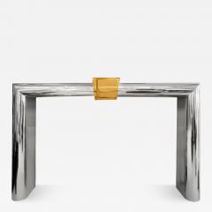 Danny Alessandro Stunning Danny Alessandro Fireplace Surround in Stainless Steel and Brass 1980s - 3412125