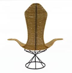 Danny Ho Fong Danny Ho Fong Wave Chair for Tropi Cal Rattan and Steel 1960s - 2185566