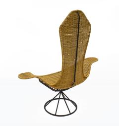 Danny Ho Fong Danny Ho Fong Wave Chair for Tropi Cal Rattan and Steel 1960s - 2185567