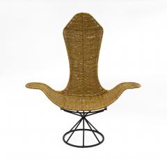 Danny Ho Fong Danny Ho Fong Wave Chair for Tropi Cal Rattan and Steel 1960s - 2185571