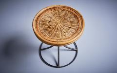 Danny Ho Fong Danny Ho Fong stool in metal and wicker USA 1960s - 3227603