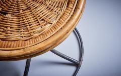 Danny Ho Fong Danny Ho Fong stool in metal and wicker USA 1960s - 3227604