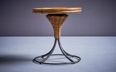 Danny Ho Fong Danny Ho Fong stool in metal and wicker USA 1960s - 3227606