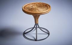 Danny Ho Fong Danny Ho Fong stool in metal and wicker USA 1960s - 3227609