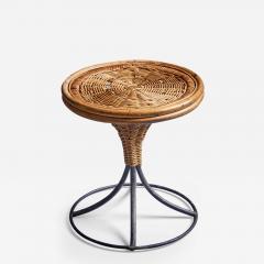 Danny Ho Fong Danny Ho Fong stool in metal and wicker USA 1960s - 3229652