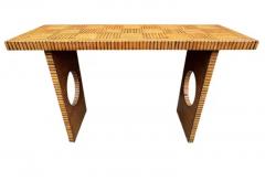 Danny Ho Fong Mid Century Rattan Modern Faux Split Reed Bamboo Console Table or Sofa Table - 3982399