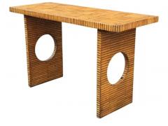 Danny Ho Fong Mid Century Rattan Modern Faux Split Reed Bamboo Console Table or Sofa Table - 3982402