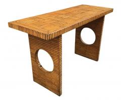 Danny Ho Fong Mid Century Rattan Modern Faux Split Reed Bamboo Console Table or Sofa Table - 3982403