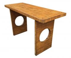 Danny Ho Fong Mid Century Rattan Modern Faux Split Reed Bamboo Console Table or Sofa Table - 3982419