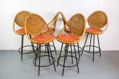 Danny Ho Fong Set of 6 Mid Century Modern Bar Stools by Danny Ho Fong US 1960s - 1508909