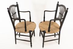 Dante Rossetti Dante Rossetti for Morris Co A Pair of Rush Seated Armchairs - 4182852