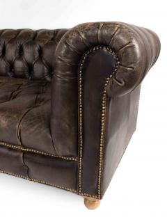 Dark Brown Leather Chesterfield Sofa - 1419884